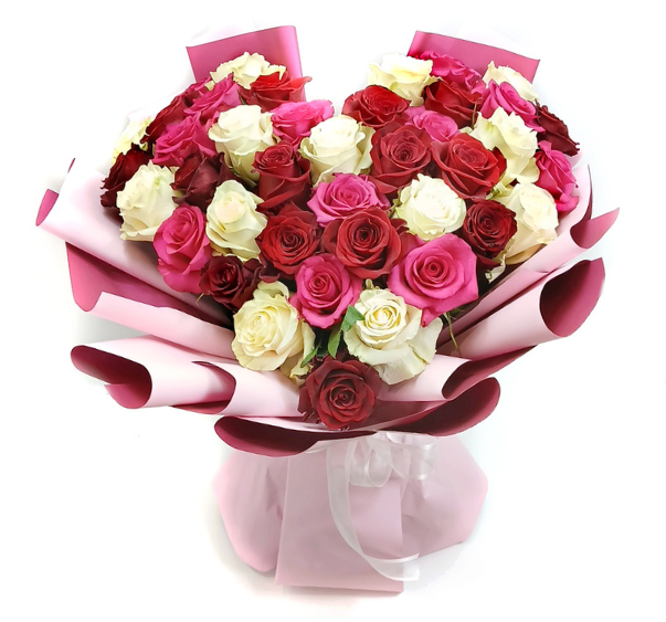 Srdce z růží mix barev Praha